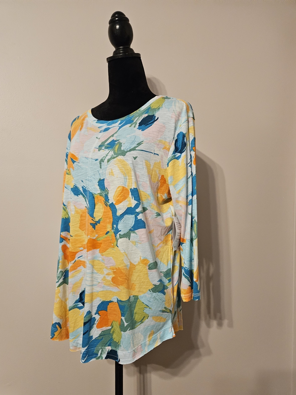Westbound Floral Knit Pullover Top Sz M Multicolor Cotton Modal Round stretchy